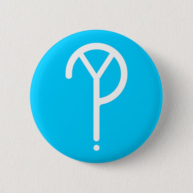 Chapa Redonda De 5 Cm ¿Y blanca? Símbolo en azul (Anverso)