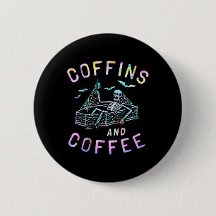 Chapa Redonda De 5 Cm Y Coffee Funny Skeleton Tie Dye Retro Halloween