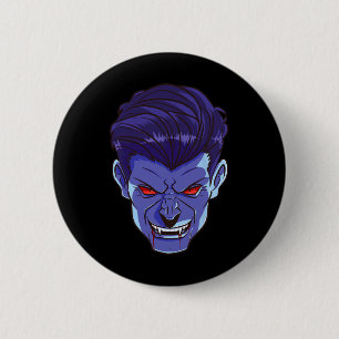 Chapa Redonda De 5 Cm Y Vampiro Halloween Monster Face Scary Fangs Costu