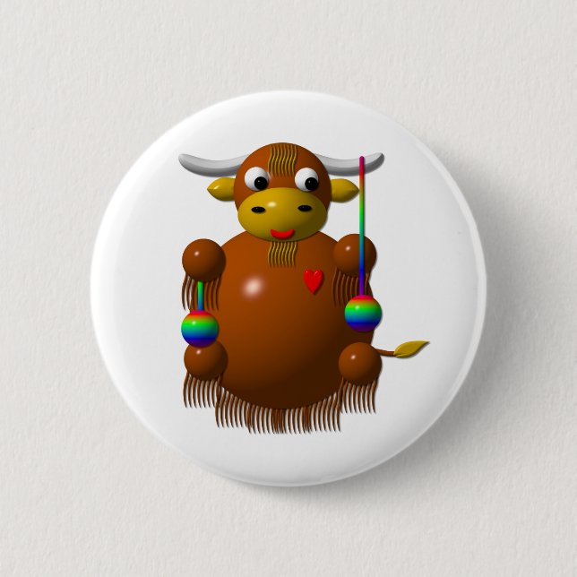 Chapa Redonda De 5 Cm Yak jugando con Yo-Yos (Anverso)