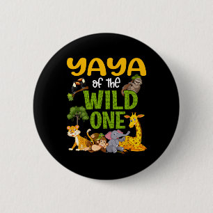 Chapa Redonda De 5 Cm Yaya De La Selva Salvaje De Safari De Cumpleaños D