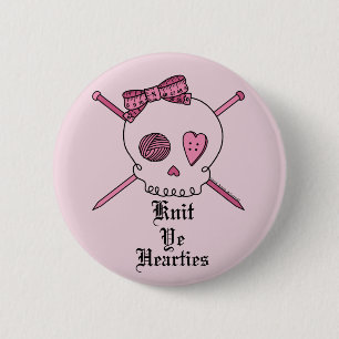Chapa Redonda De 5 Cm YE de punto Hearties (fondo rosado)