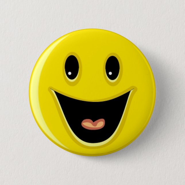Chapa Redonda De 5 Cm Yellow Laughing Smile Face (Anverso)