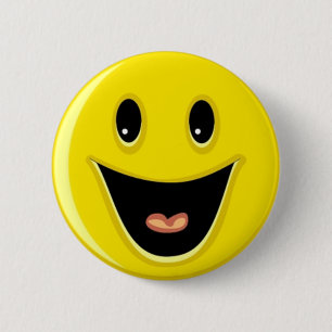 Chapa Redonda De 5 Cm Yellow Laughing Smile Face