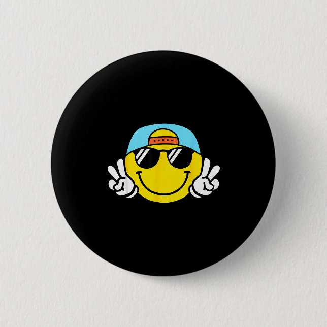 Chapa Redonda De 5 Cm Yellow Smile Face Cute Checkered Peace Smiling Hap (Anverso)