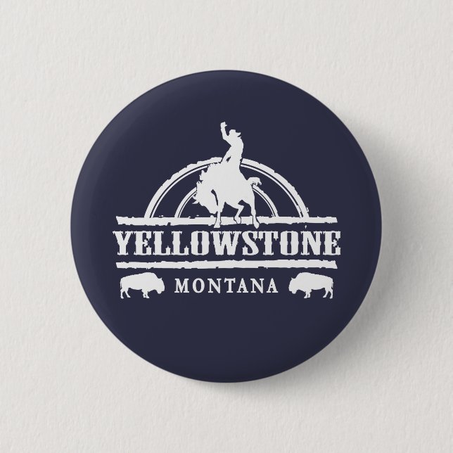 Chapa Redonda De 5 Cm Yellowstomne-Buffalo-Blanco- (Anverso)