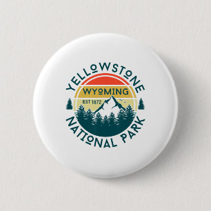 Chapa Redonda De 5 Cm Yellowstone Wyoming Naturaleza Senderismo Al Aire 