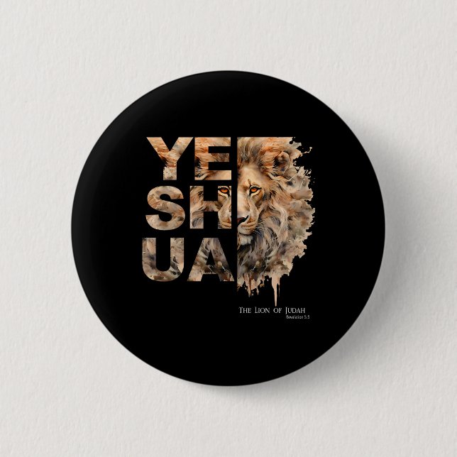Chapa Redonda De 5 Cm Yeshua, León de Judá, Jesús, Dios, Versículo Bíbli (Anverso)