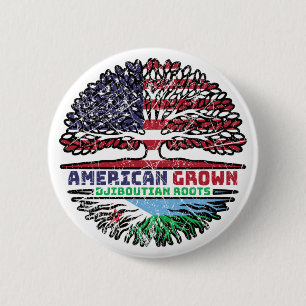 Chapa Redonda De 5 Cm Yibuti Yibuti American USA Tree Roots Flag