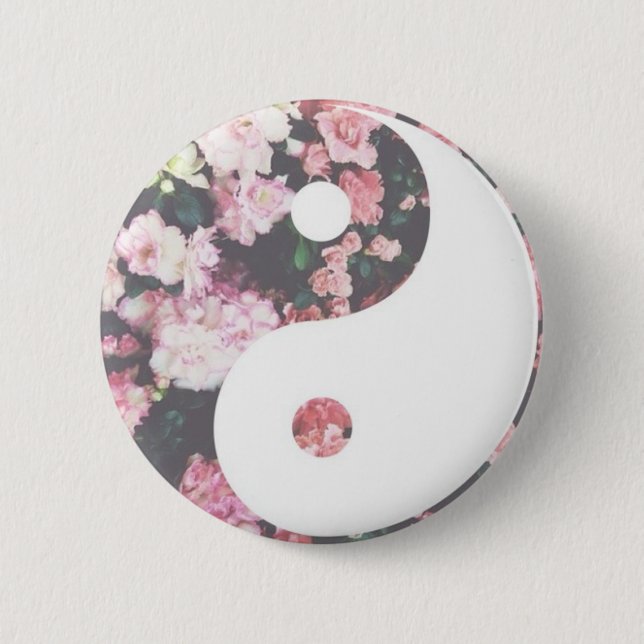 Chapa Redonda De 5 Cm Yin floral Yang (Anverso)