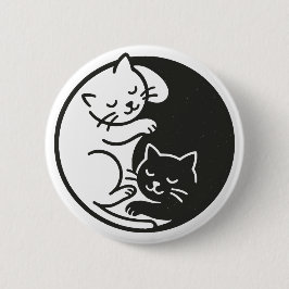 Chapa Redonda De 5 Cm Yin Yang Cats