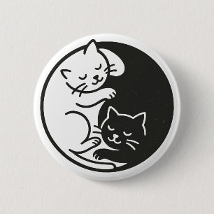 Chapa Redonda De 5 Cm Yin Yang Cats
