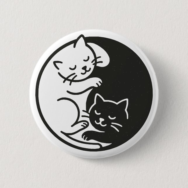 Chapa Redonda De 5 Cm Yin Yang Cats (Anverso)