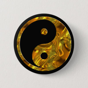 Chapa Redonda De 5 Cm Yin & Yang GOLD   negro