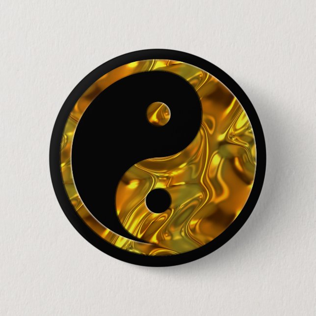 Chapa Redonda De 5 Cm Yin & Yang GOLD | negro (Anverso)