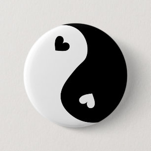Chapa Redonda De 5 Cm Yin Yang Hearts Design
