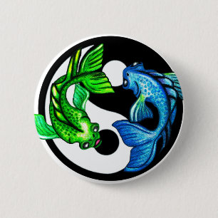 Chapa Redonda De 5 Cm Yin-Yang Koi Design