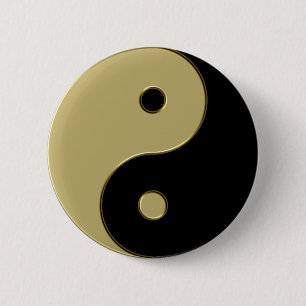Chapa Redonda De 5 Cm yin yang negro y dorado
