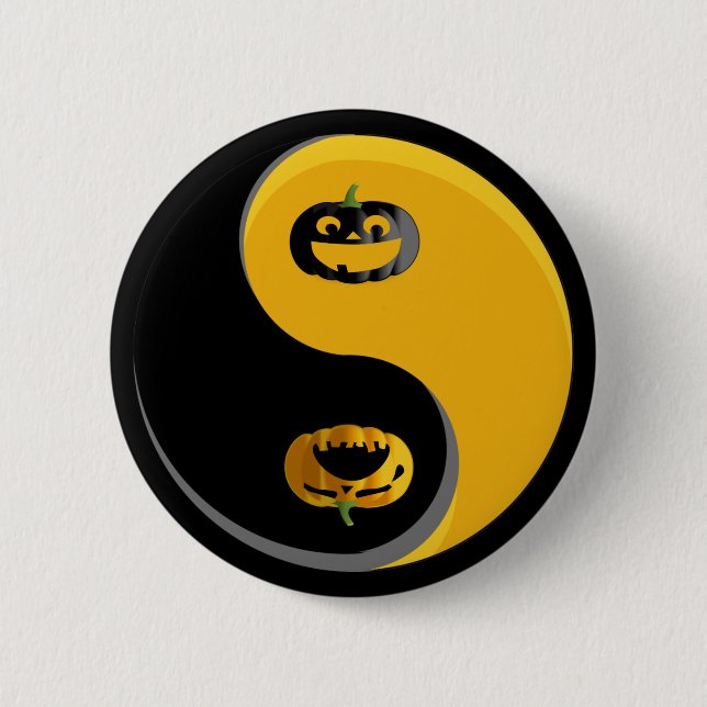 Chapa Redonda De 5 Cm Yin Yang Pumpkins (Anverso)