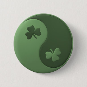 Chapa Redonda De 5 Cm Yin Yang Shamrocks