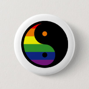 Chapa Redonda De 5 Cm Yin-Yang-Símbolo-Arco iris