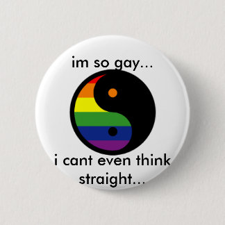 Chapa Redonda De 5 Cm Yin-Yang-Símbolo-Arco iris, im tan gay…, biselo e…