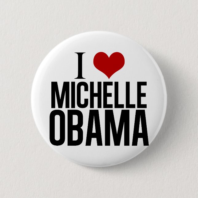 Chapa Redonda De 5 Cm Yo amo a Michelle Obama (Anverso)