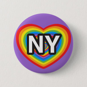 Chapa Redonda De 5 Cm Yo corazón Nueva York. Amo Nueva York. Arcoiris d