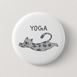 Chapa Redonda De 5 Cm Yoga Cat