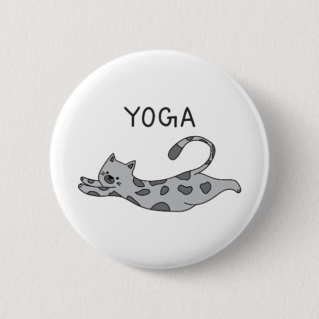 Chapa Redonda De 5 Cm Yoga Cat (Anverso)