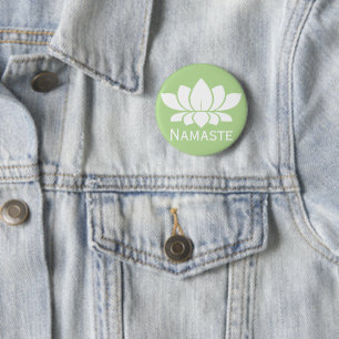 Chapa Redonda De 5 Cm Yoga de Namaste Lotus blanco