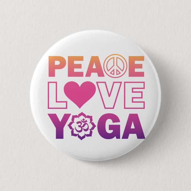 Chapa Redonda De 5 Cm Yoga del amor de la paz (Anverso)