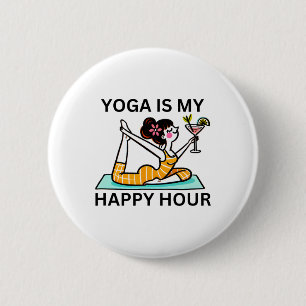 Chapa Redonda De 5 Cm Yoga Divertido Es Mi Martini De Hora Feliz