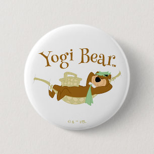 Chapa Redonda De 5 Cm Yogi Bear Picnic Hammock Nap Time