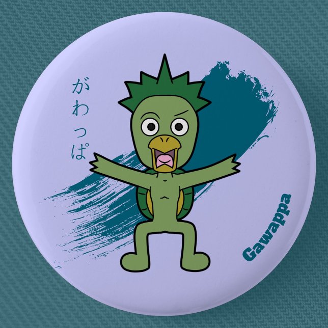 Chapa Redonda De 5 Cm Yokai Gawappa (Cute Cartoon Gawappa Yokai Can Badge- Detail View)