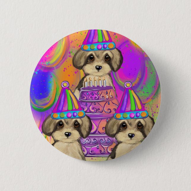 Chapa Redonda De 5 Cm Yorkie Poo (Anverso)