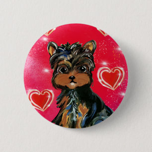 Chapa Redonda De 5 Cm Yorkie Poo Valentine