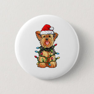 Chapa Redonda De 5 Cm Yorkie Yorkshire Terrier Santa Christmas Tree Ligh