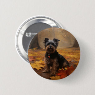 Chapa Redonda De 5 Cm Yorkipoo en Otoño Hojas Caídas Inspiran