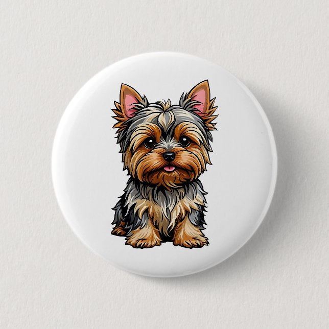 Chapa Redonda De 5 Cm Yorkshire Terrier (Anverso)