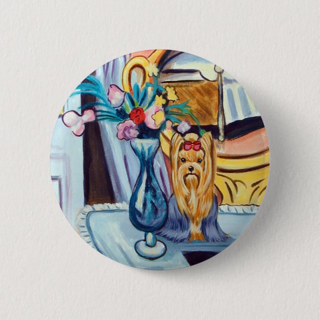Chapa Redonda De 5 Cm Yorkshire Terrier (Anverso)