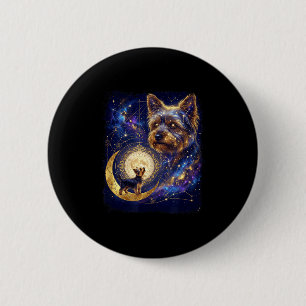 Chapa Redonda De 5 Cm Yorkshire terrier aullando a la luna meme 90s