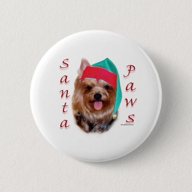 Chapa Redonda De 5 Cm Yorkshire Terrier Santa Paws (Anverso)