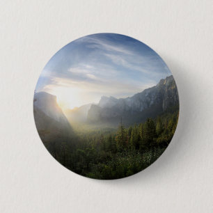 Chapa Redonda De 5 Cm Yosemite Valley Sunrise desde el punto de inspirac