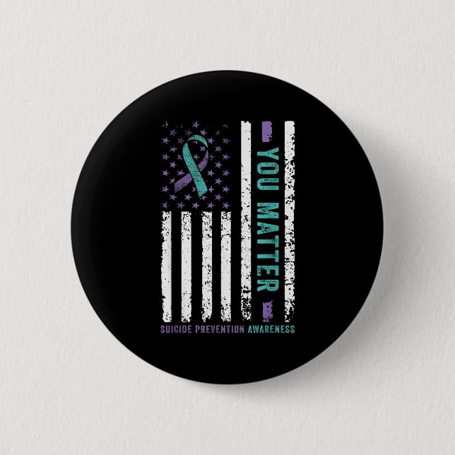 Chapa Redonda De 5 Cm You Teal &amp; Purple Ribbon Suicide Prevention Aw (Anverso)