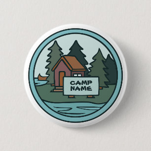 Chapa Redonda De 5 Cm Youth summer camp island cabin w/custom sign