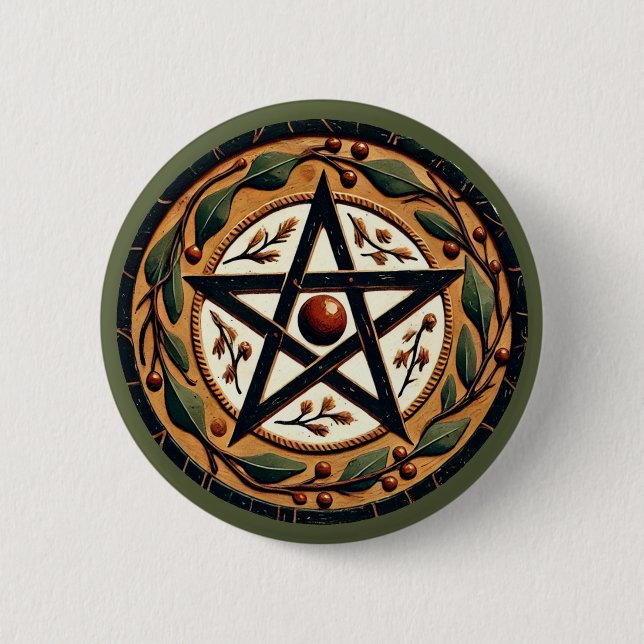 Chapa Redonda De 5 Cm Yule Pentacle (Anverso)