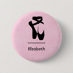 Chapa Redonda De 5 Cm Zapatos de ballet negro personalizados en punta