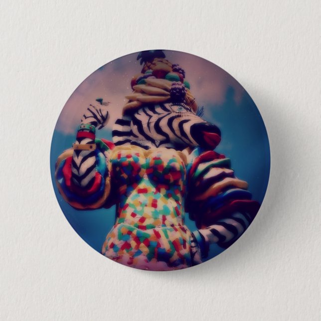 Chapa Redonda De 5 Cm Zebra a Fiesta Animal (Anverso)