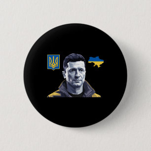 Chapa Redonda De 5 Cm Zelensky Ucrania Bandera ucraniana vintage Apoyo a